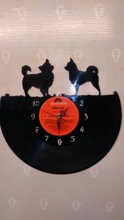 Chihuahua 2 Dogs Vinyl Record Clock