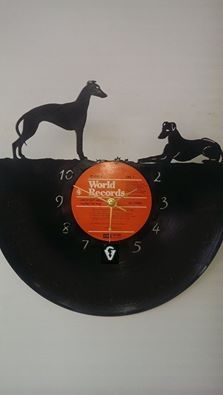 Greyhound Dogs 2 Vinyl Record Clock