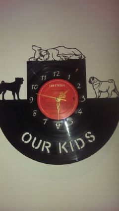 Pug Dog 2 With French Bulldog Vinyl Record Clock