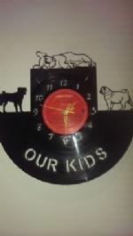 Pug Dog 2 With French Bulldog Vinyl Record Clock