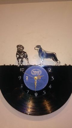 Rottweiler Dogs 2 Vinyl Record Clock