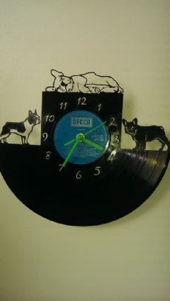 French Bulldogs 3 Vinyl Record Clock