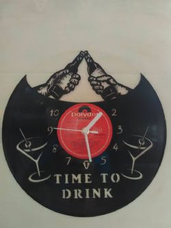 Bar Cocktails Time To Drink Themed Vinyl Record Clock