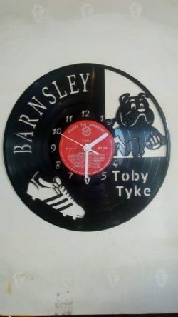 Barnsley FC Toby Football Badge Themed Vinyl Record Clock