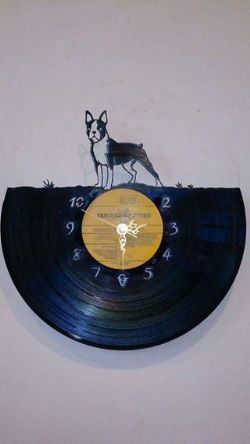 Boston Terrier Vinyl Record Clock