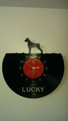 Boxer Dog Vinyl Record Clock