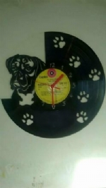 Boxer Dog Paw Prints Vinyl Record Clock