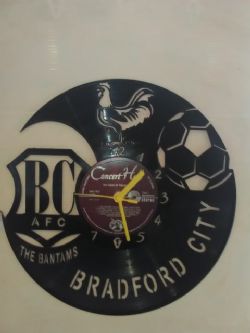 Bradford City A.F.C. Football Badge Themed Vinyl Record Clock