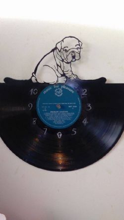 British Bulldog Pup Vinyl Record Clock