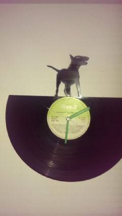English Bull terrier Dog Pose 1 Vinyl Record Clock