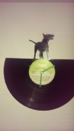 English Bull terrier Dog Pose 1 Vinyl Record Clock