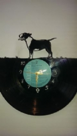 English Bull terrier Dog Pose 3 Vinyl Record Clock