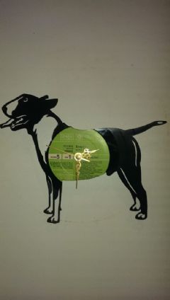English Bull terrier Dog Full Vinyl Record Clock