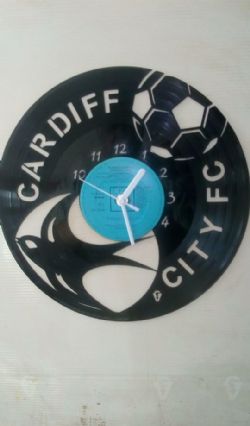 Cardiff City Fc Football Themed Vinyl Record Clock