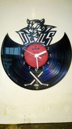 Cardiff Devils Ice Hockey Vinyl Record Clock