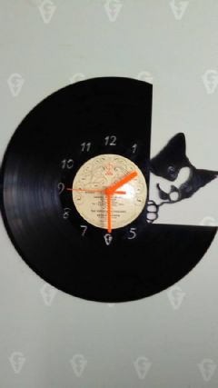 Cat Peeping Vinyl Record Clock