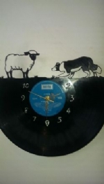 Border Collie Sheepdog And Sheep Vinyl Record Clock