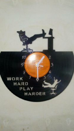 Computer Work Chilling Themed Vinyl Record Clock