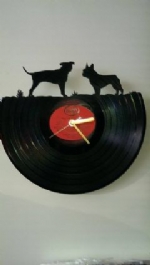 Staffordshire Bull terrier And French Bulldog Vinyl Record Clock
