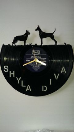 Australian Kelpi And Doberman Dog Vinyl Record Clock