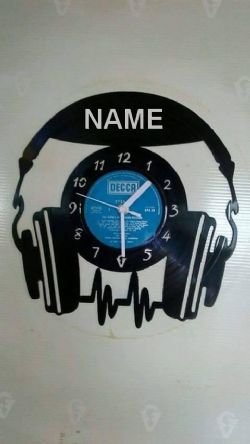Dj Headset Personalised Vinyl Record Clock
