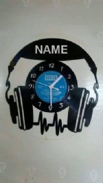 Dj Headset Personalised Vinyl Record Clock