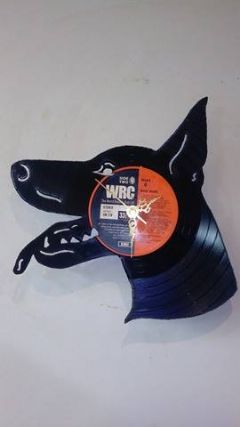 Doberman Head Full Vinyl Record Clock