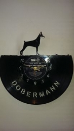 Doberman Dog Vinyl Record Clock