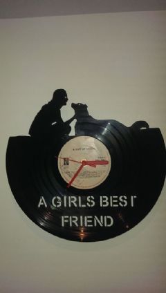 Dog And Lady Vinyl Record Clock