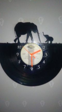 Elephant With Baby Vinyl Record Clock