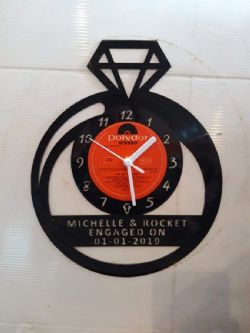 Engagement Ring Personalised Record Clock