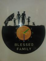 Family With Puppy Vinyl Record Clock