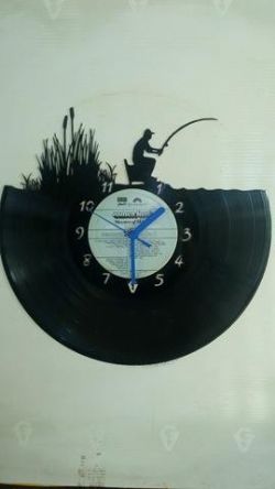 Fishing on a Box Vinyl Record Clock
