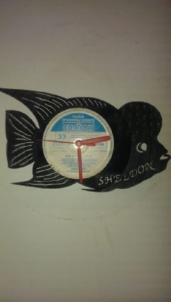 Flower-Horn Fish Vinyl Record Clock