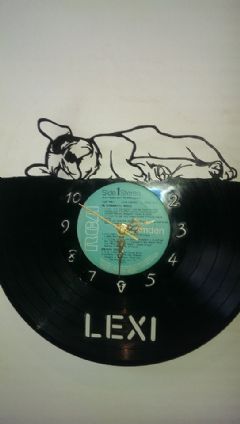 French Bulldog Laying Vinyl Record Clock