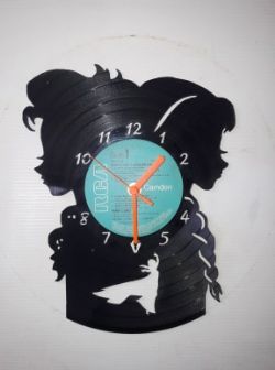 Frozen Elsa Anna silhouette Themed Vinyl Record Clock