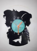 Frozen Elsa Anna silhouette Themed Vinyl Record Clock