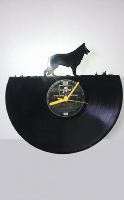 German Shepherd Themed Vinyl Record Clock