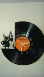 German Shepherd Face Themed Vinyl Record Clock