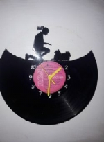 Pomeranian And Girl Themed Vinyl Record Clock