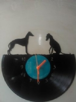 Greyhound 1 Standing 1 Sitting Dog Themed Vinyl Record Clock