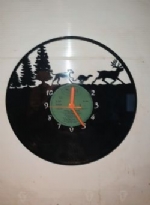 Greyhound and Stag Deer Themed Vinyl Record Clock