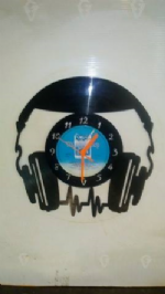 Headphones Vinyl Record Clock