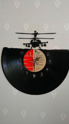Helicopter Front View Vinyl Record Clock