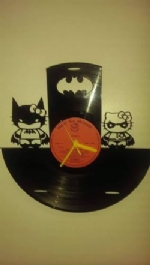 Hello Kitty Batman and Robin Vinyl Record Clock