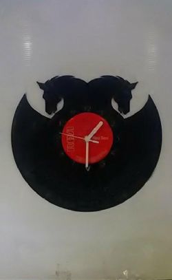 Horses Heads Silhouette Vinyl Record Clock
