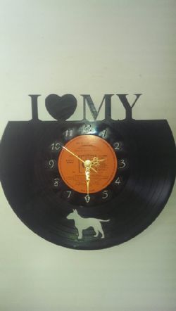'I Love My Dog' Vinyl Record Clock
