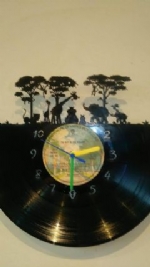 Jungle Animal Scene Vinyl Record Clock