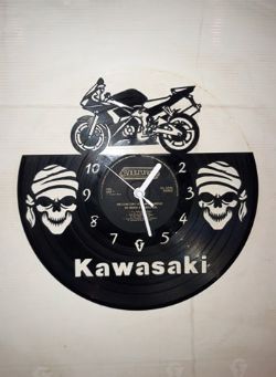 Kawasaki Skulls Themed Vinyl Record Clock