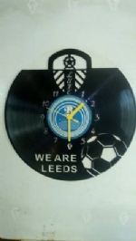 Leeds FC With Football Vinyl Record Clock